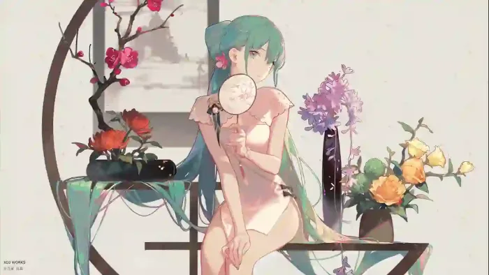 Anime Girl Amongst Blooms