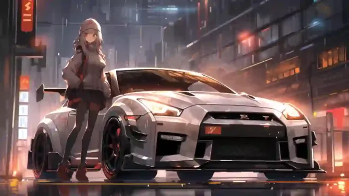 Anime Girl And Sportcar