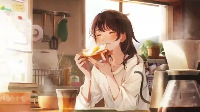 Anime Girl Has Breakfast