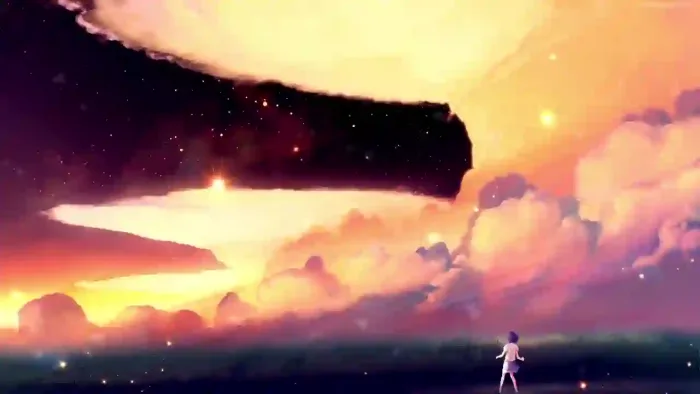 Anime Girl In A Starry Sky