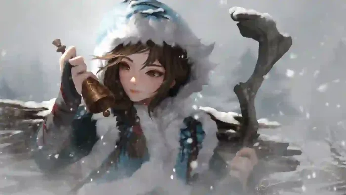 Anime Girl In Blizzard Winter