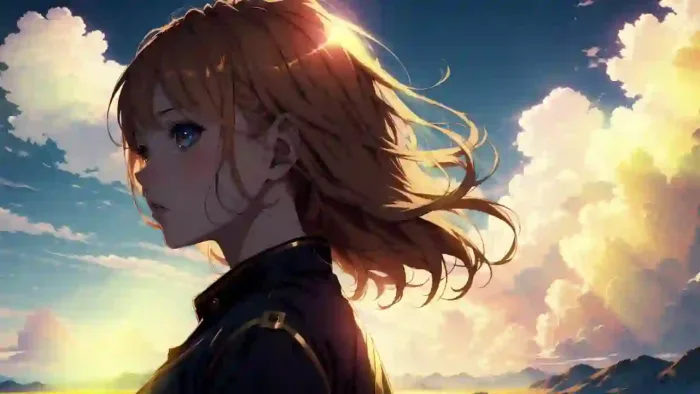 Anime Girl Near Mountains