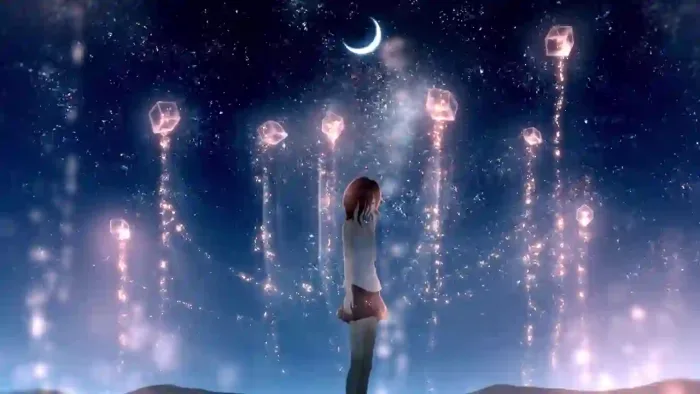 Anime Girl Near Starry Sky