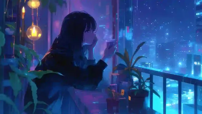 Anime Girl Night View