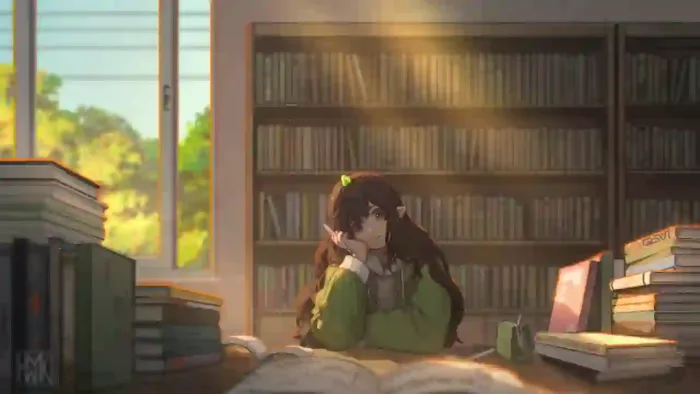 Anime Girl Reading
