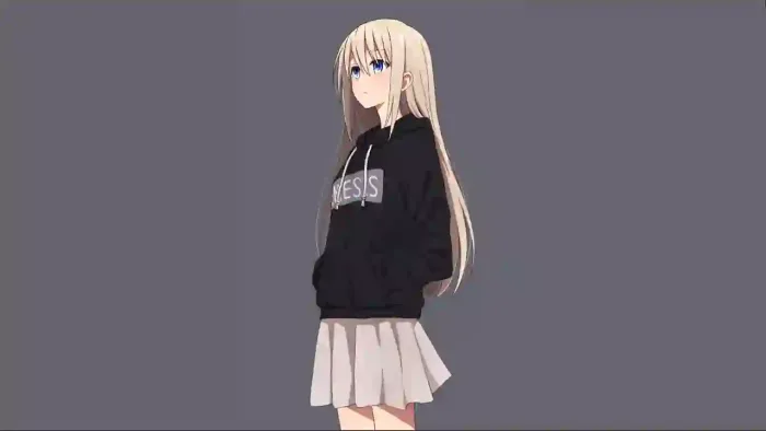Anime Girl Wearing A Hoodie