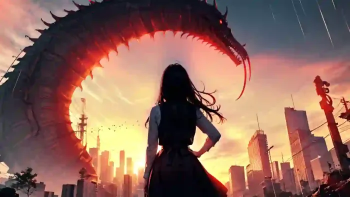 Anime Girl With Dragon