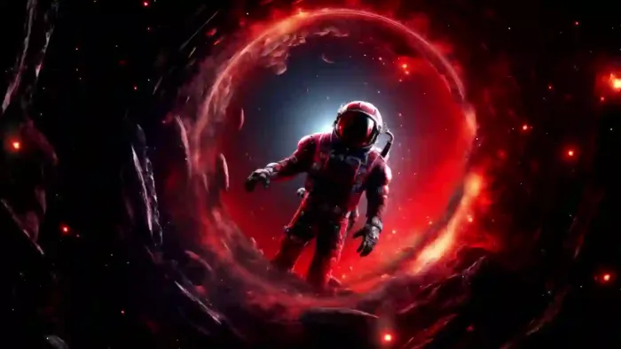 Astronaut In Red Nebula