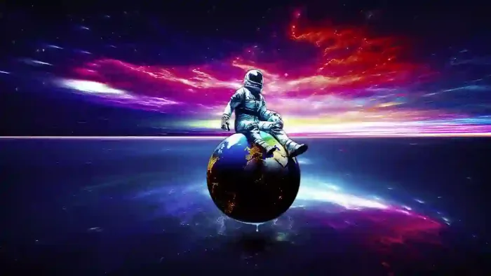 Astronaut Riding In Space