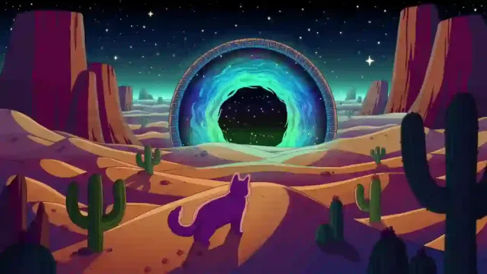 Cat Near Portal