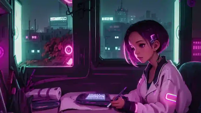 Cyberpunk Girl Learning
