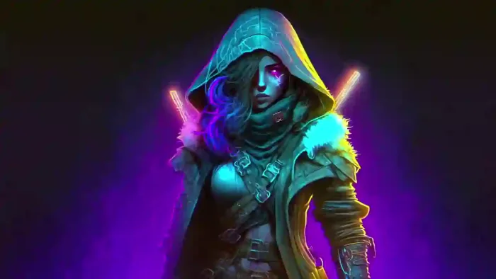 Cyberpunk Girl With Swords
