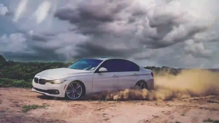 Drifting White Bmw