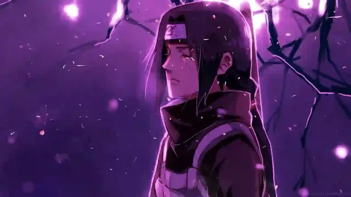 Itachi Crying In A Purple Landscape