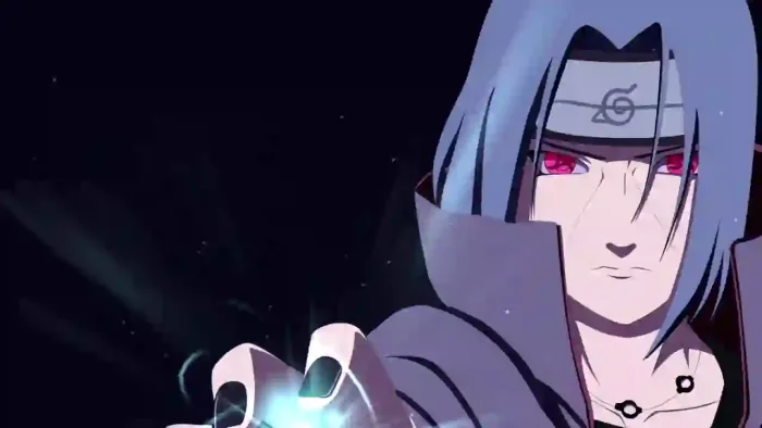 Itachi With Grey Hair And Sharingan Eyes