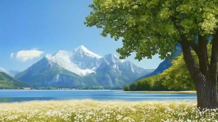 Lake By Snowy Peaks