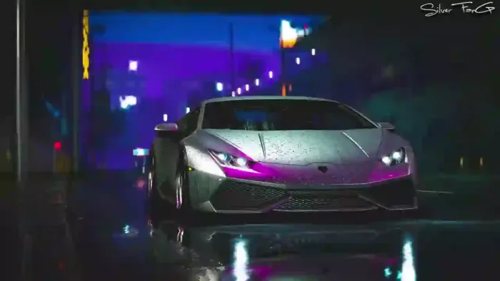 Lamborghini Aventador On The Night Streets