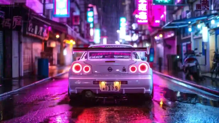 Nissan Gtr R34 On Neon Street