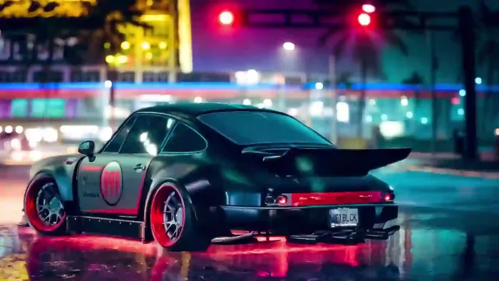 Porsche On Rainy Night